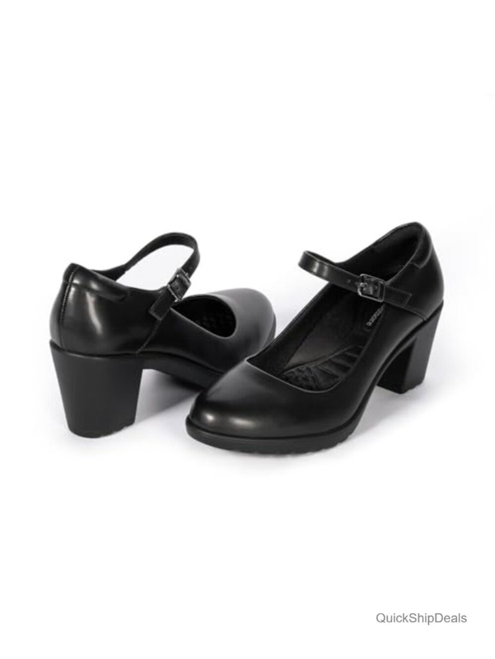 Mary Jane Heels Arch Support Chunky Block Heel Round Toe Pumps for Women